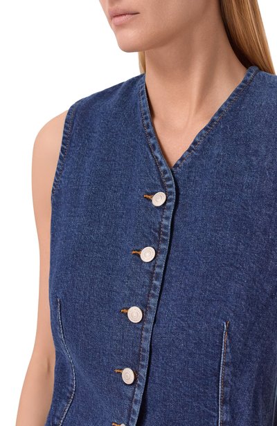Джинсовый жилет 7 FOR ALL MANKIND синего цвета по цене 29150 руб., арт. 7UK90B86-3NH, фото 5 Джинсовый жилет 7 FOR ALL MANKIND, арт. 7UK90B86-3NH, фото 5