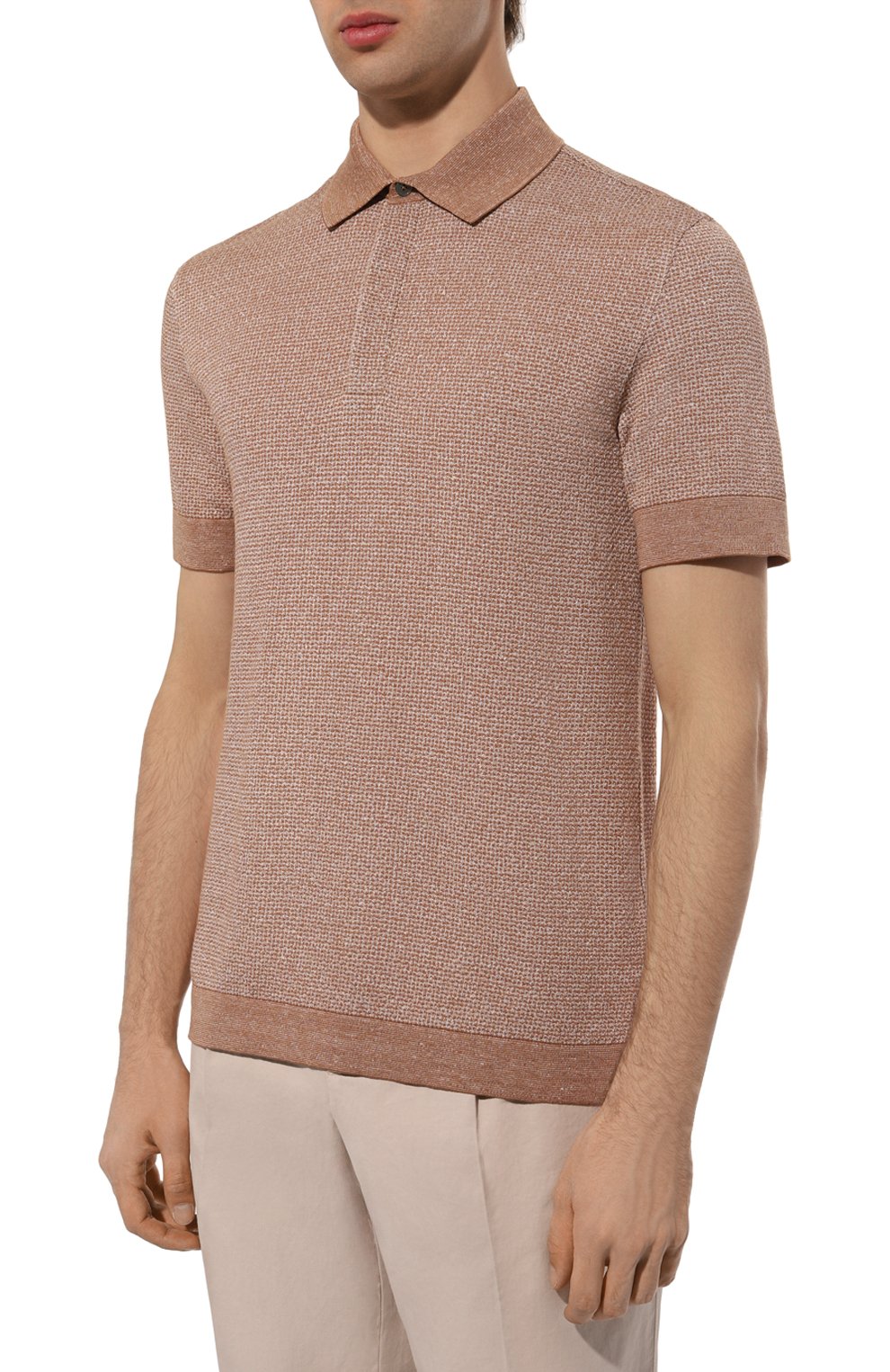 Поло из хлопка и льна ZEGNA, арт. UD372A7/D727, фото 3