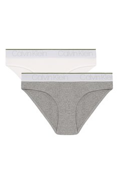 Детские комплект из 2-х трусов CALVIN KLEIN серого цвета, арт. G80G800263 | Фото 1 (Девочки Кросс-КТ: Комплект-белье; Рукава: Короткие; Материал внешний: Хлопок; Статус проверки: Проверена категория; Ростовка одежда: 10 - 11 лет | 140 - 146см, 12 лет | 152 см, 16 лет | 164 см, 8 лет | 128 см)