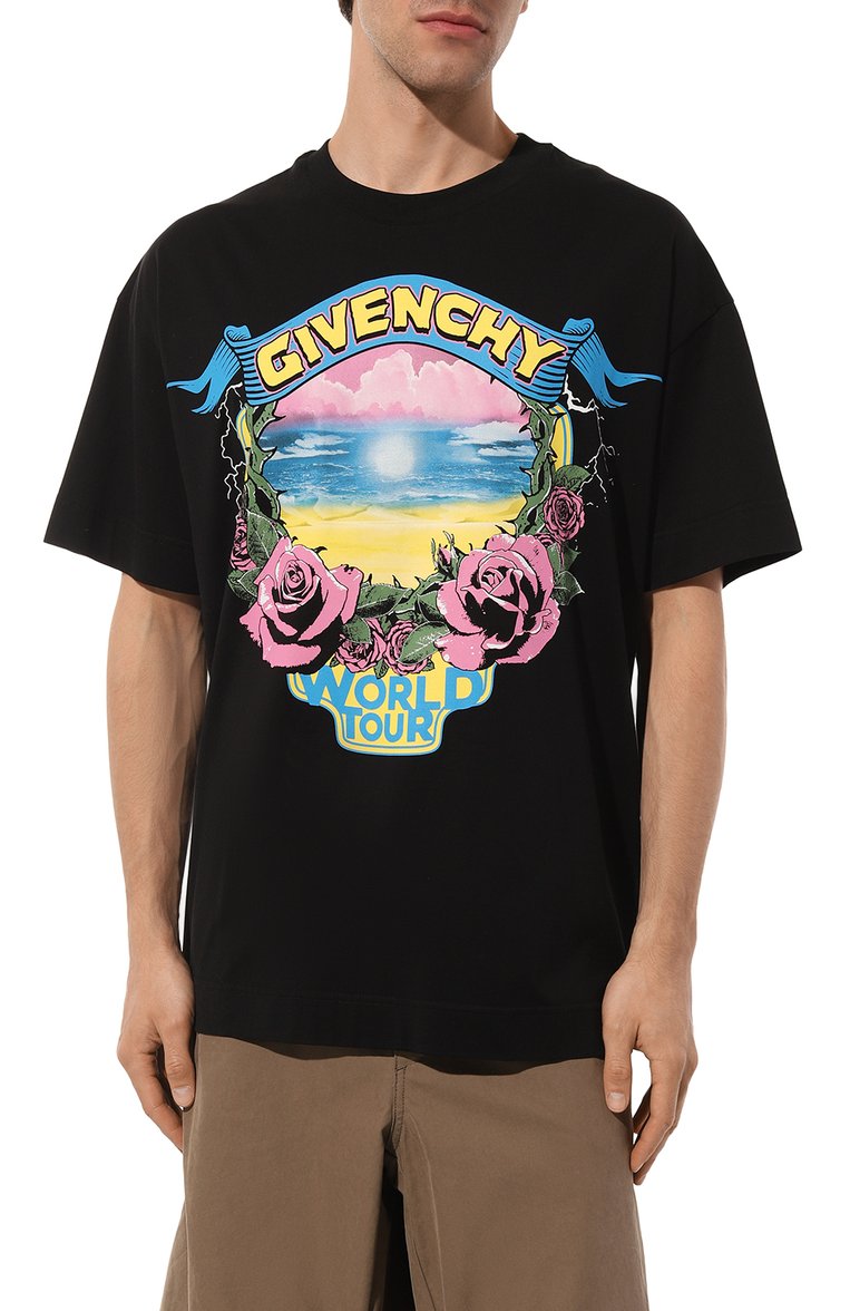 Мужская хлопковая футболка GIVENCHY черного цвета, арт. BM71JA3YJ7 | Фото 3 (Длина (для топов): Стандартные; Материал внешний: Хлопок; Рукава: Короткие; Принт: С принтом; Стили: Кэжуэл; Мужское Кросс-КТ: Футболка-одежда; Кросс-КТ: Джерси)