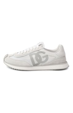 Мужские комбинированные кроссовки dg cushion DOLCE & GABBANA белого цвета, арт. CS2288/A5355 | Фото 4 (М�атериал внешний: Текстиль, Натуральная кожа; Подошва: Плоская; Материал сплава: Проставлено; Материал внутренний: Натуральная кожа; Драгоценные камни: Проставлено; Стили: Классический; Кросс-КТ: Низкие)