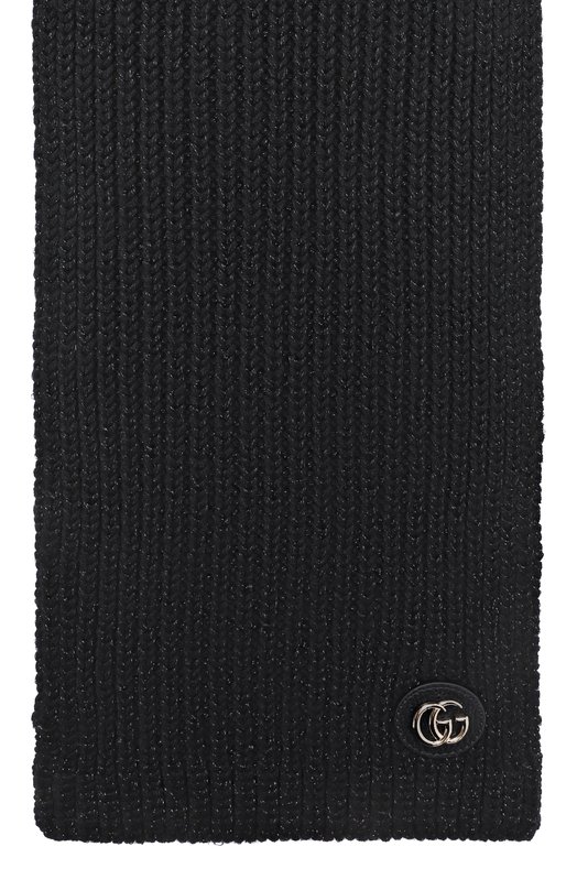 Шерстяной шарф Gucci 809176/3GAAB Чёрный  809176/3GAAB Фото 4