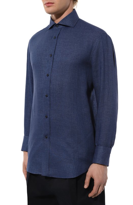 Льняная рубашка Brunello Cucinelli MB6500028 Синий  MB6500028 Фото 3