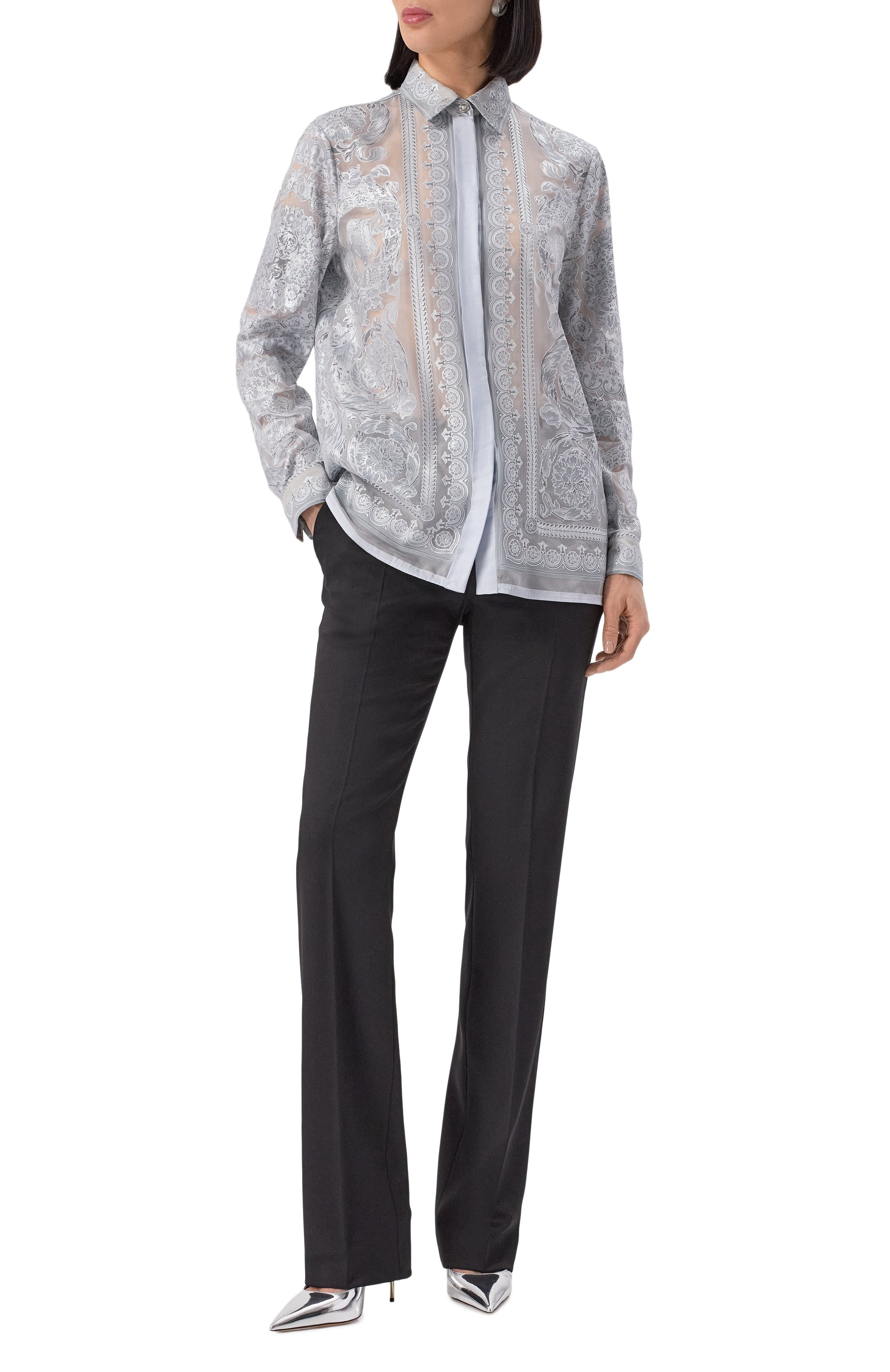 Шерстяные брюки VERSACE черного цвета по цене 124500 руб., арт. 1018021/1A12258, фото 2 Шерстяные брюки VERSACE, арт. 1018021/1A12258, фото 2