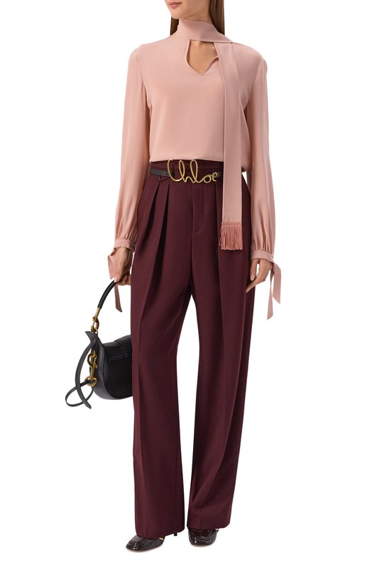 Шерстяные брюки Chloé CH26SPA06164 Бордовый  CH26SPA06164 Фото 2