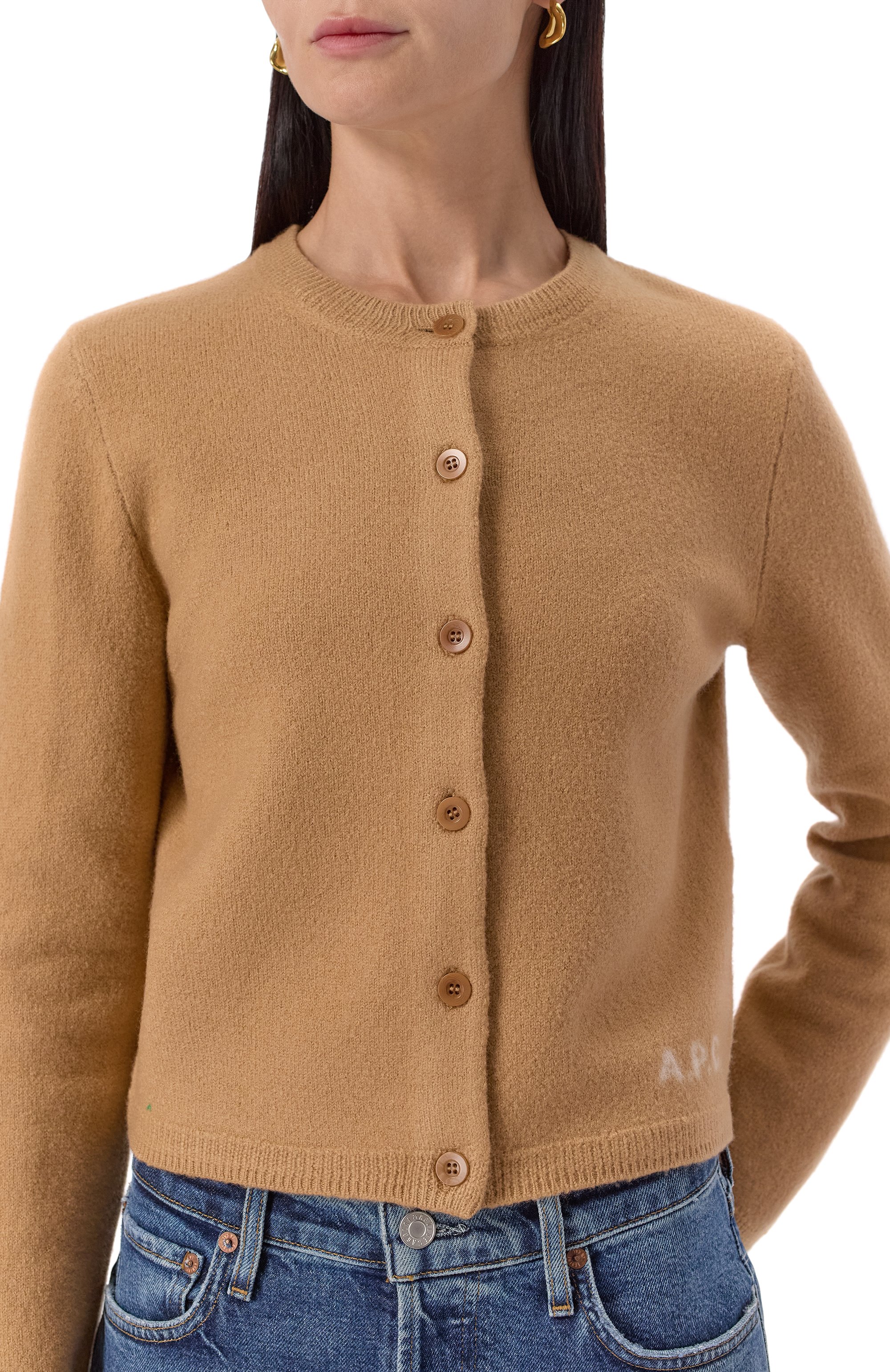 Шерстяной кардиган A.P.C. бежевого цвета по цене 41450 руб., арт. F22301/WVBDK, фото 5 Шерстяной кардиган A.P.C., арт. F22301/WVBDK, фото 5