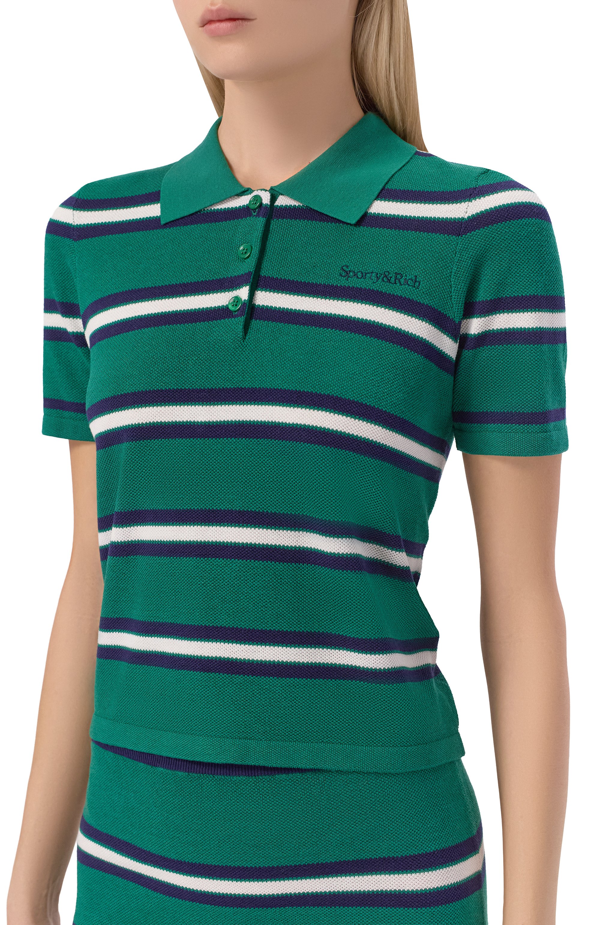 Поло из шелка и хлопка SPORTY AND RICH, арт. T0076621300GR50, фото 5