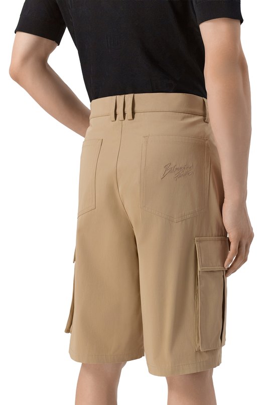 Хлопковые шорты Balmain GH1PA181/CG43 Бежевый  GH1PA181/CG43 Фото 4