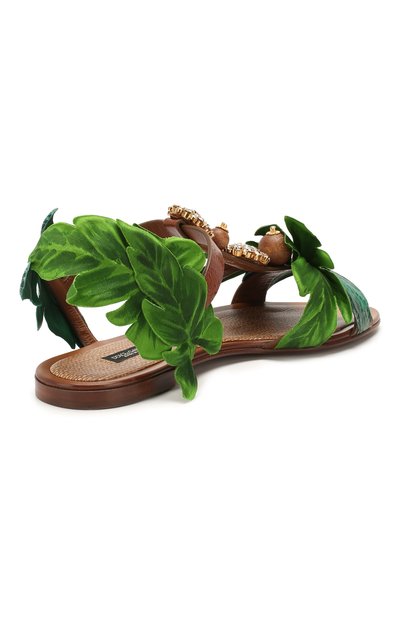 Кожаные сандалии DOLCE & GABBANA зеленого цвета по цене 162500 руб., арт. CQ0382/AX891, фото 4 Кожаные сандалии DOLCE & GABBANA, арт. CQ0382/AX891, фото 4