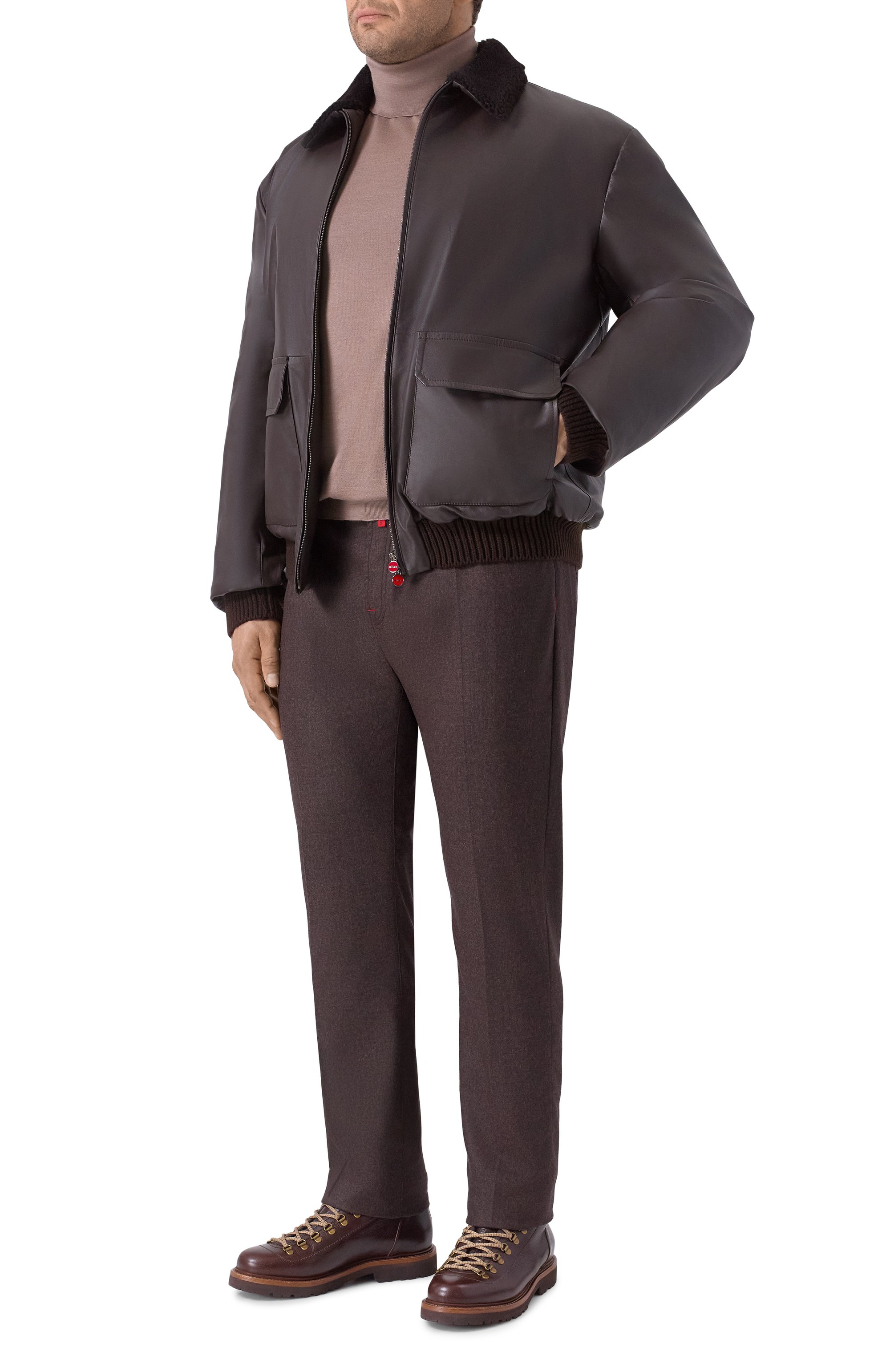 Кожаный бомбер с воротником из овчины KITON, арт. UW2240V0416H2162-66, фото 2