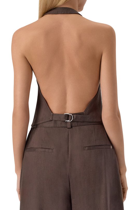 Жилет изо льна и вискозы Helmut Lang P05HW102 Коричневый  P05HW102 Фото 4