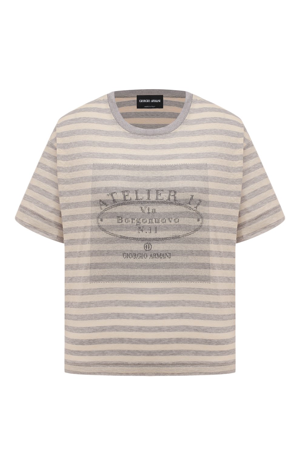 Футболка из хлопка и льна GIORGIO ARMANI, арт. 3DAM74/AJDMZ, фото 1