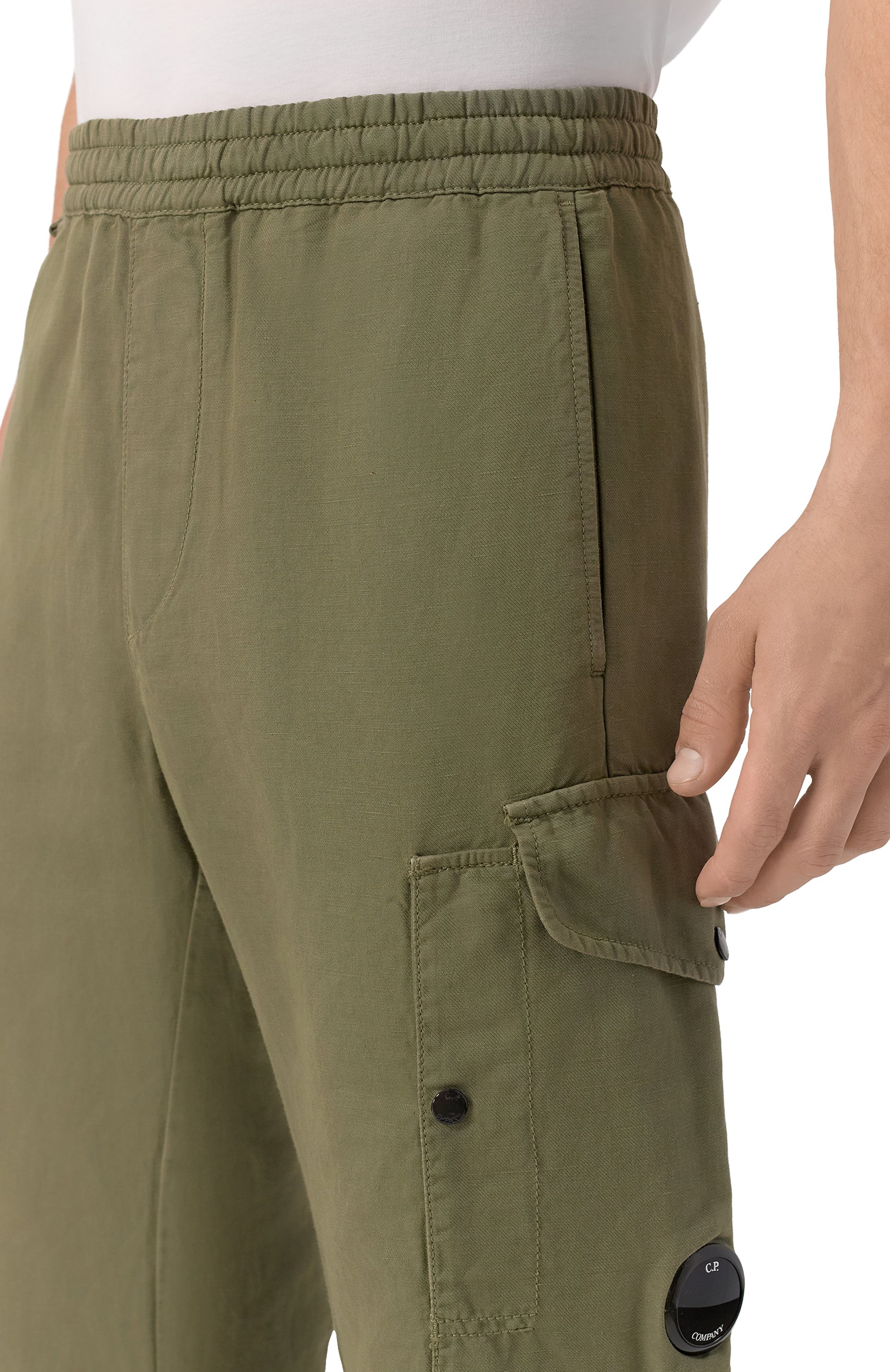 Брюки из хлопка и льна C.P. COMPANY, арт. 18CMPA062A006273G, фото 5