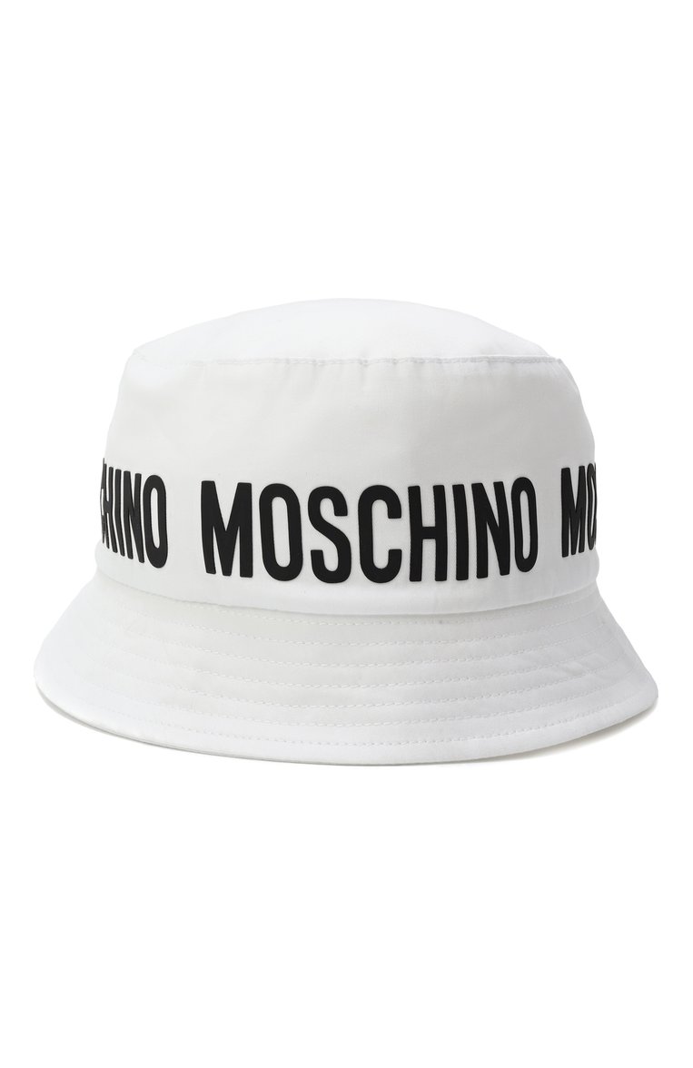 Детская хлопковая панама MOSCHINO белого цвета, арт. HUY002/L0A00 | Фото 1 (Материал: Текстиль, Хлопок; Нос: Не проставлено)