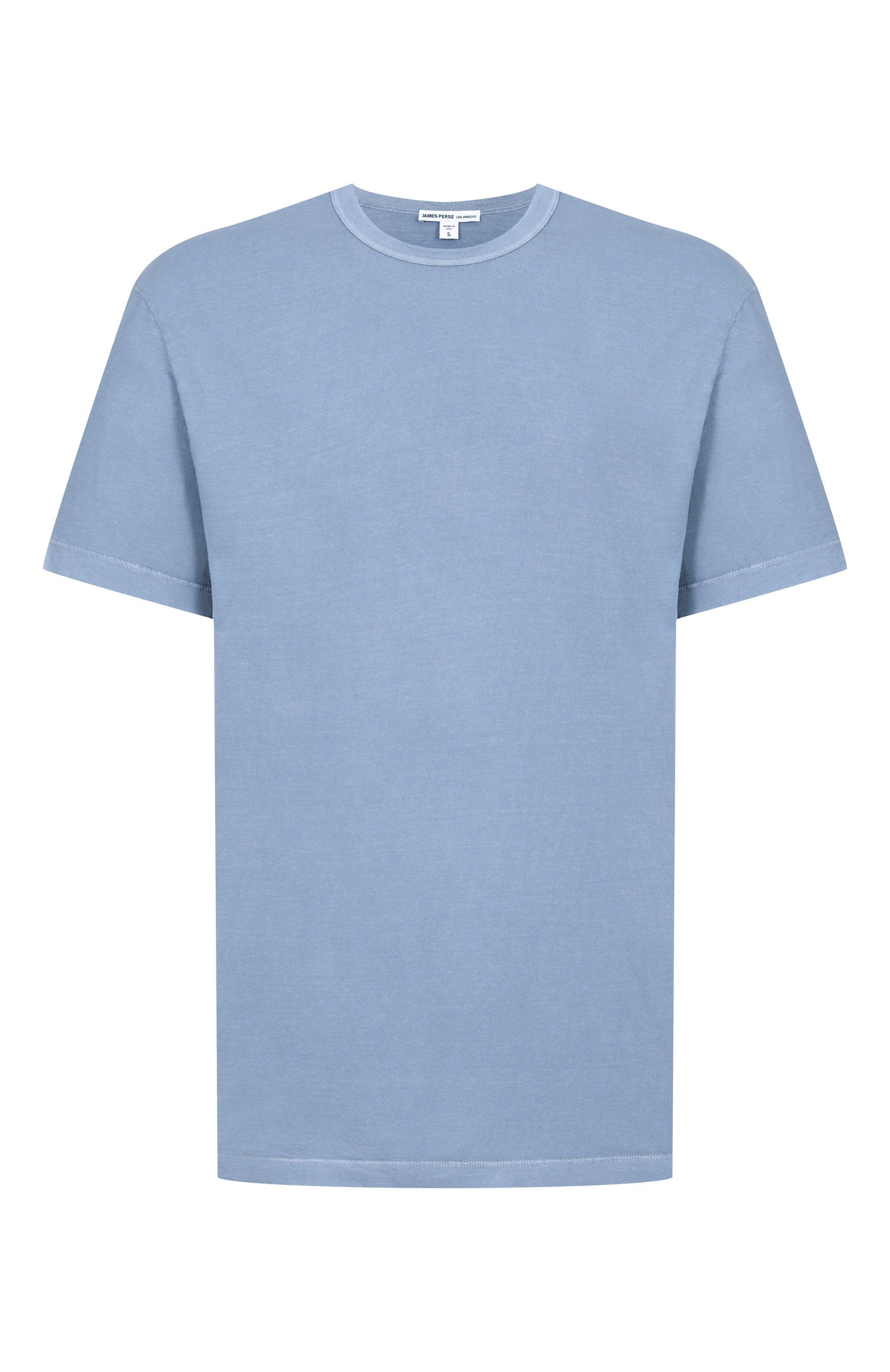 Хлопковая футболка JAMES PERSE голубого цвета по цене 17200 руб., арт. MLJ3311, фото 1 Хлопковая футболка JAMES PERSE, арт. MLJ3311, фото 1