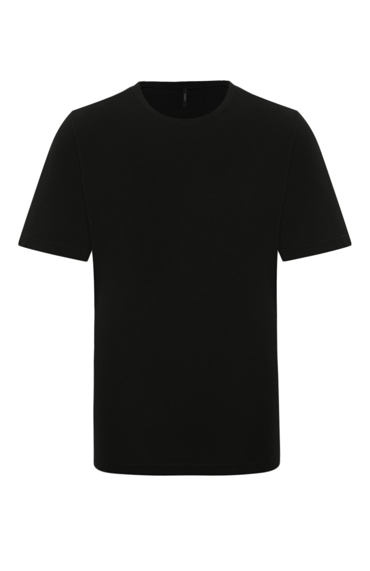 Мужская хлопковая футболка TRANSIT черного цвета, арт. CFUTRW1362 | Фото 1 (Принт: Без принта; Рукава: Короткие; Длина (для топов): Стандартные; Материал сплава: Проставлено; Материал внешний: Хлоп�ок; Драгоценные камни: Проставлено; Стили: Кэжуэл)