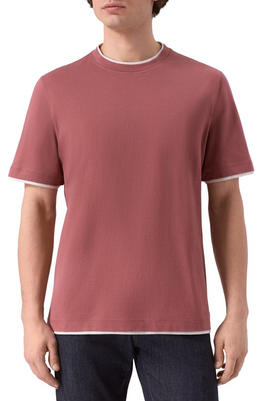 Хлопковая футболка Brunello Cucinelli M0B137427 Бордовый  M0B137427 Фото 3