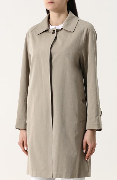 Однотонное хлопковое пальто прямого кроя BURBERRY, арт. 4073793, фото 3