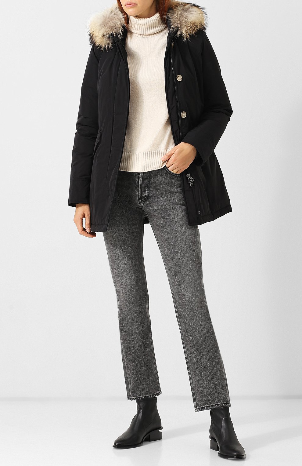 Парка с меховой отделкой капюшона WOOLRICH черного цвета по цене 82350 руб., арт. WWCPS2604/CF40, фото 2 Парка с меховой отделкой капюшона WOOLRICH, арт. WWCPS2604/CF40, фото 2