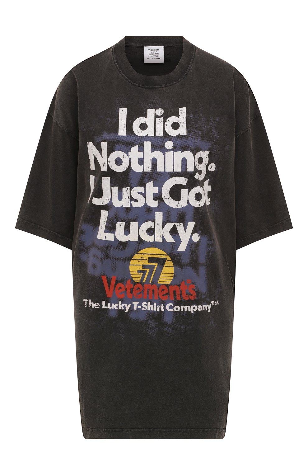 Хлопковая футболка VETEMENTS темно-серого цвета по цене 52250 руб., арт. UA53TR595B 1602/W, фото 1 Хлопковая футболка VETEMENTS, арт. UA53TR595B 1602/W, фото 1