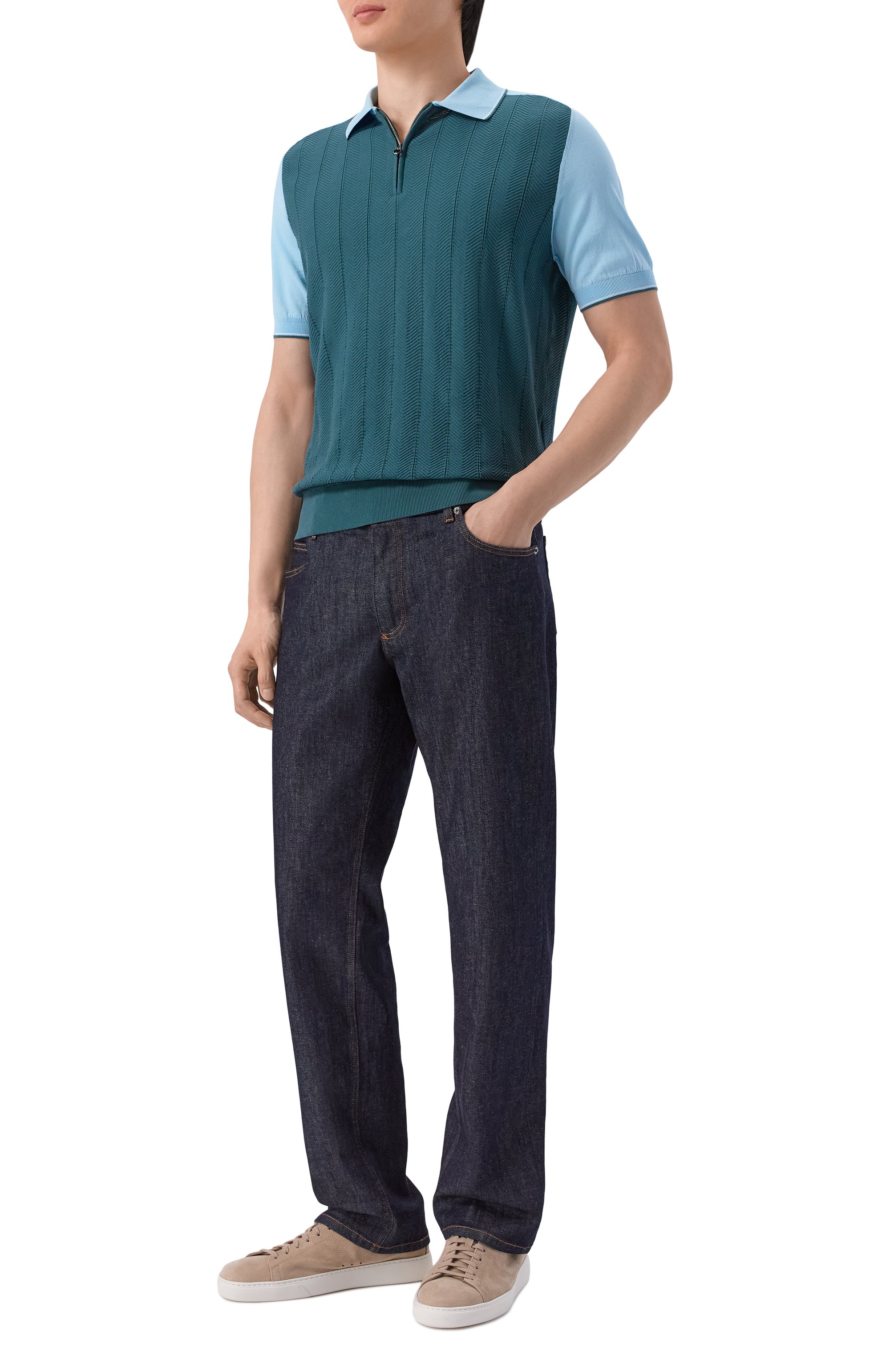 Хлопковое поло STEFANO RICCI бирюзового цвета по цене 110000 руб., арт. K818112P31/F26278, фото 2 Хлопковое поло STEFANO RICCI, арт. K818112P31/F26278, фото 2