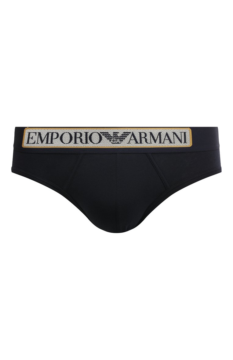 Мужские хлопковые брифы EMPORIO ARMANI темно-синего цвета, арт. 112070/3F517 | Фото 1 (Кросс-КТ: бельё; Материал сплава: Проставлено; Нос: Не проставлено; Материал внешний: Хлопок; Мужское Кросс-КТ: Трусы)