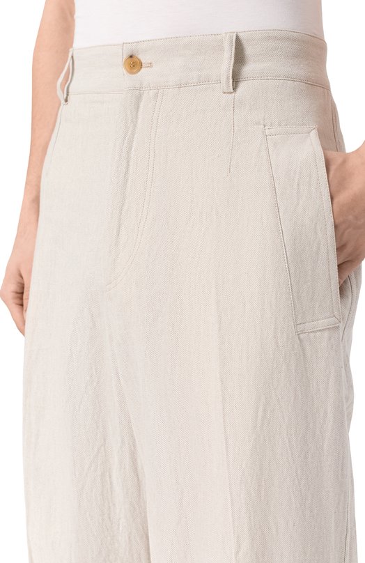 Брюки из хлопка и льна Dries Van Noten 020917/3131 Кремовый  020917/3131 Фото 5