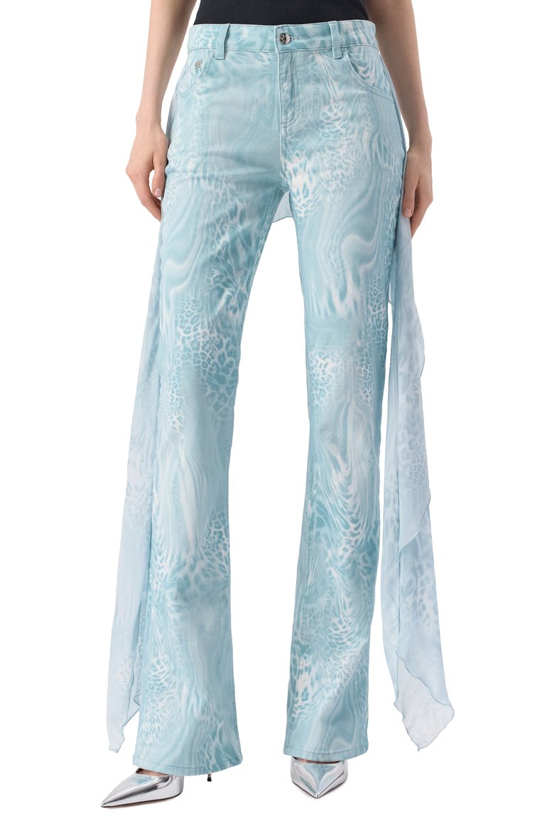 Женские джинсы BLUMARINE голубого цвета, арт. P54 4J096A | Фото 3 (Автоматизация состава: Проставлено; Длина (брюки, джинсы): Удлиненные; Материал внешний: Хлопок, Деним; Автоматизация ТО: Проставлено; Силуэт Ж (брюки и джинсы): Прямые; Стили: Гламурный; Детали: Декор; Кросс-КТ: Деним)
