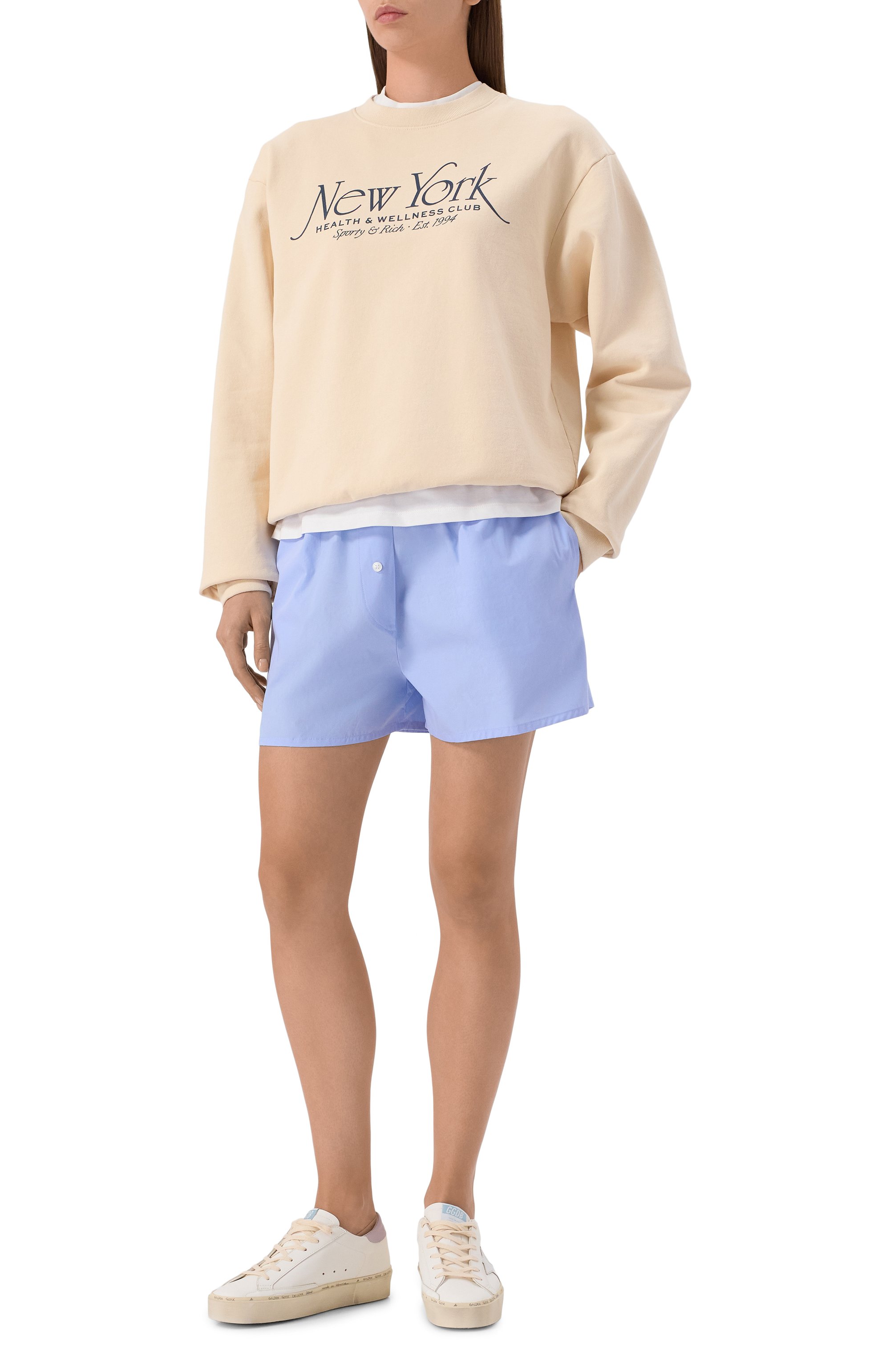 Хлопковый свитшот SPORTY AND RICH кремового цвета по цене 22650 руб., арт. ST071508034CR01, фото 6 Хлопковый свитшот SPORTY AND RICH, арт. ST071508034CR01, фото 6