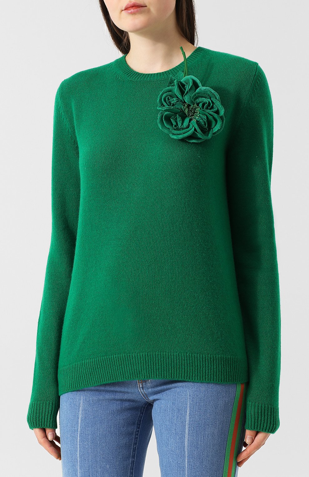 Однотонный пуловер из смеси шерсти и кашемира и декоративной отделкой GUCCI, арт. 526717/X9W70, фото 3