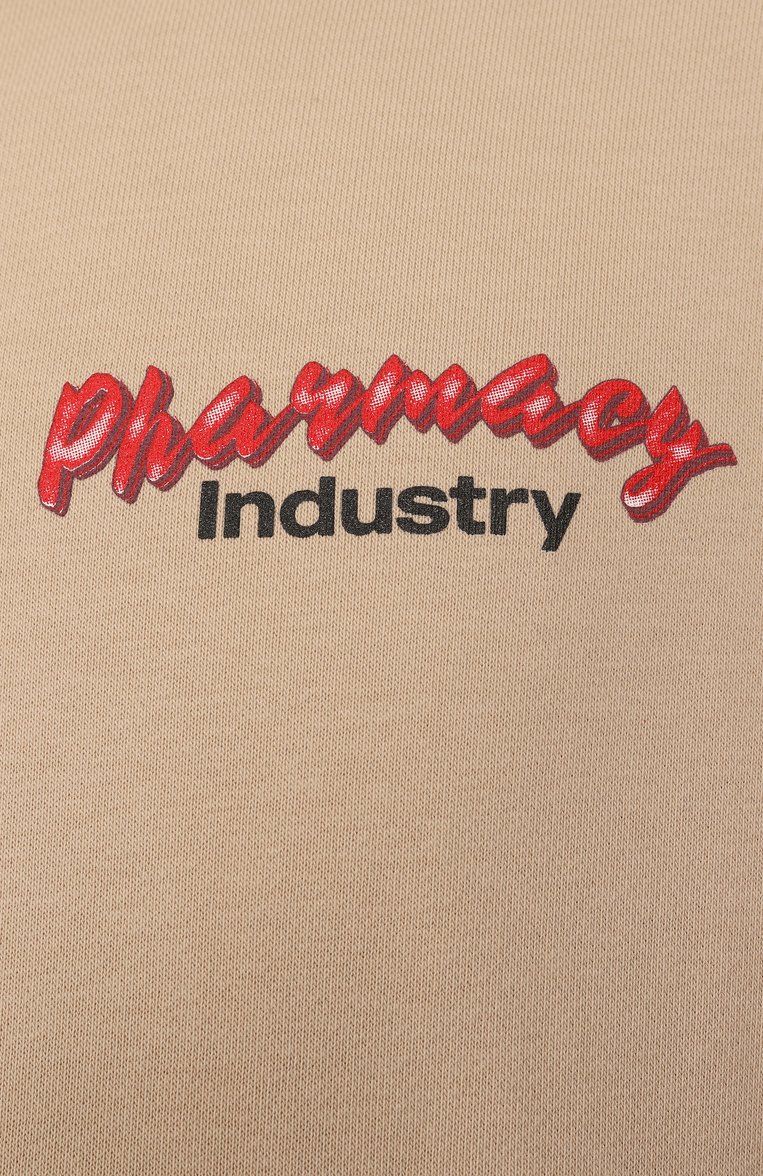 Мужской хлопковое худи PHARMACY INDUSTRY бежевого цвета, арт. PHABM00227 | Фото 6 (Длина (для топов): Стандартные; Материал внешний: Хлопок, Синтетический материал; Рукава: Длинные; Мужское Кросс-КТ: Худи-одежда; Принт: С принтом; Стили: Спорт-шик)