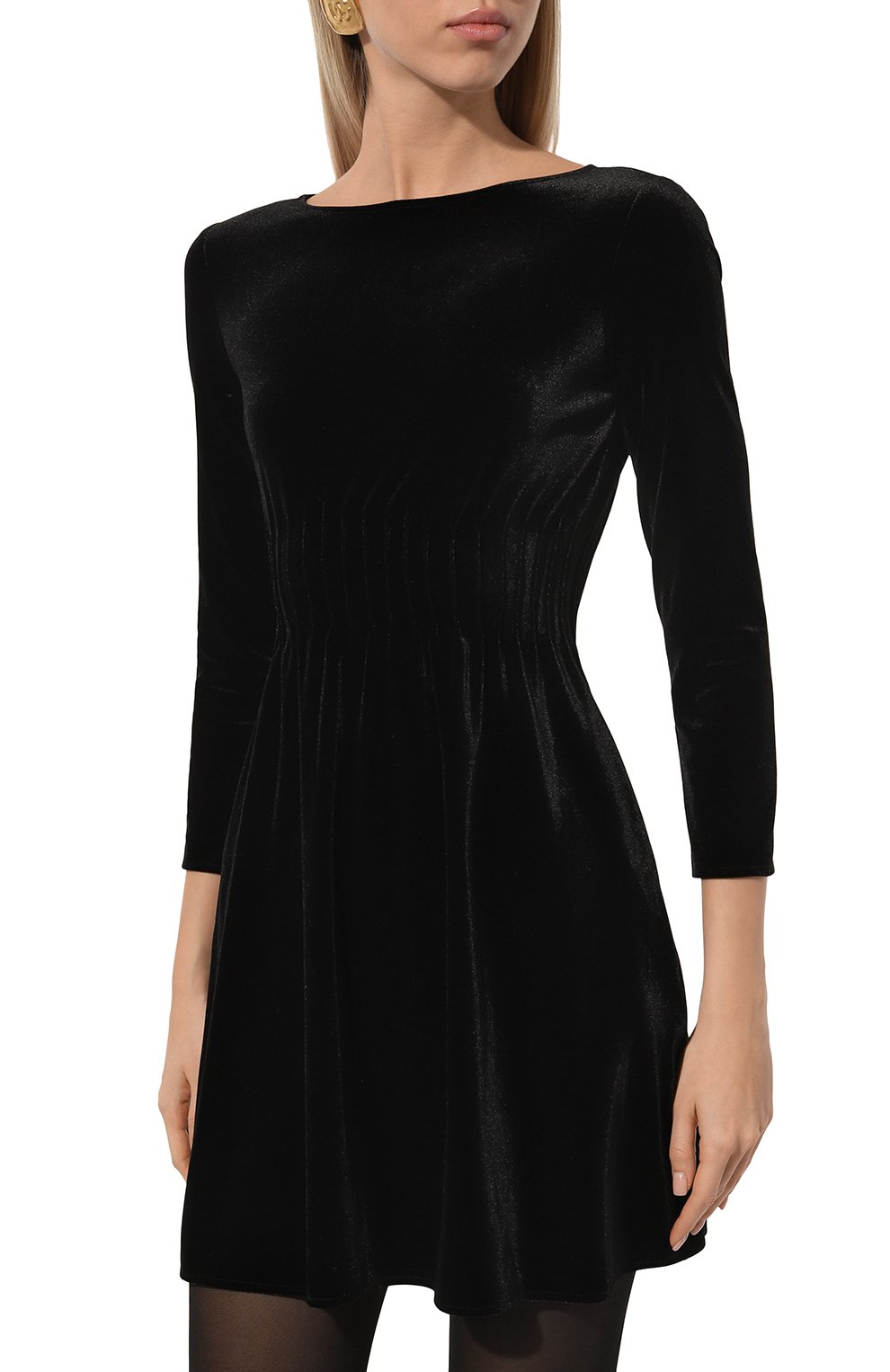 Бархатное платье EMPORIO ARMANI черного цвета по цене 37550 руб., арт. 6D2A6A/2JVZZ, фото 3 Бархатное платье EMPORIO ARMANI, арт. 6D2A6A/2JVZZ, фото 3