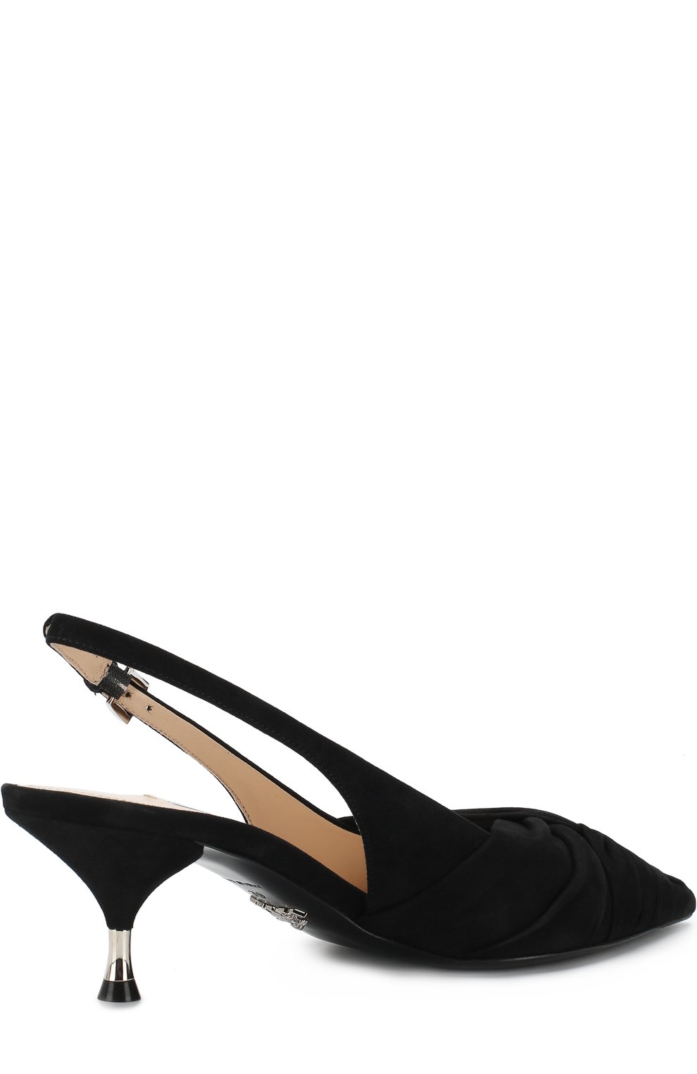 Замшевые туфли на каблуке kitten heel PRADA, арт. 1I690I-8-F0002-DD55, фото 4