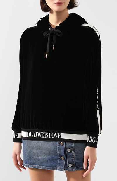 Бархатное худи DOLCE & GABBANA черного цвета по цене 181000 руб., арт. F9G40T/G7VDM, фото 3 Бархатное худи DOLCE & GABBANA, арт. F9G40T/G7VDM, фото 3