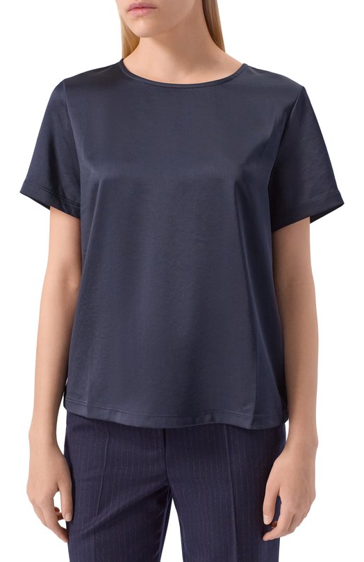 Атласный топ Weekend Max Mara GILBERT Синий  GILBERT Фото 3