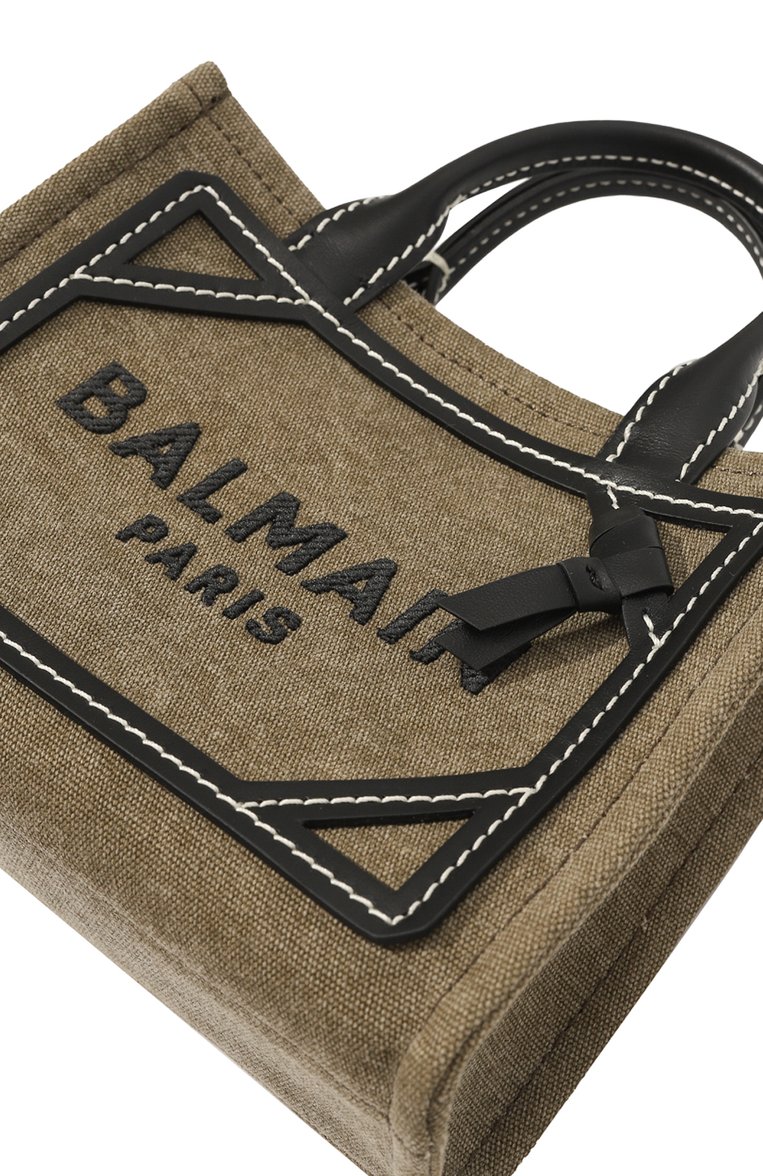 Женский сумка b-army BALMAIN хаки цвета, арт. BN1FD808/TDVY | Фото 3 (Материал сплава: Проставлено; Размер: mini; Ремень/цепочка: На ремешке; Материал: Текстиль; Драгоценные камни: Проставлено)