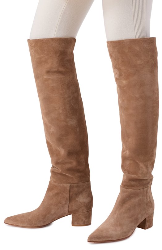 Замшевые ботфорты Camoscio Gianvito Rossi G80233.45RIC.C45CAML Бежевый  G80233.45RIC.C45CAML Фото 2