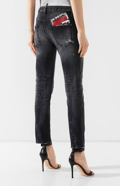 Джинсы с потертостями DSQUARED2 черного цвета по цене 34300 руб., арт. S75LB0134/S30357, фото 4 Джинсы с потертостями DSQUARED2, арт. S75LB0134/S30357, фото 4