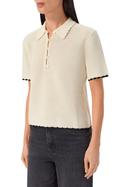 Поло из вискозы FRAME DENIM кремового цвета по цене 57550 руб., арт. WE26KSW005/THE DAYBREAK P0L0, фото 3 Поло из вискозы FRAME DENIM, арт. WE26KSW005/THE DAYBREAK P0L0, фото 3