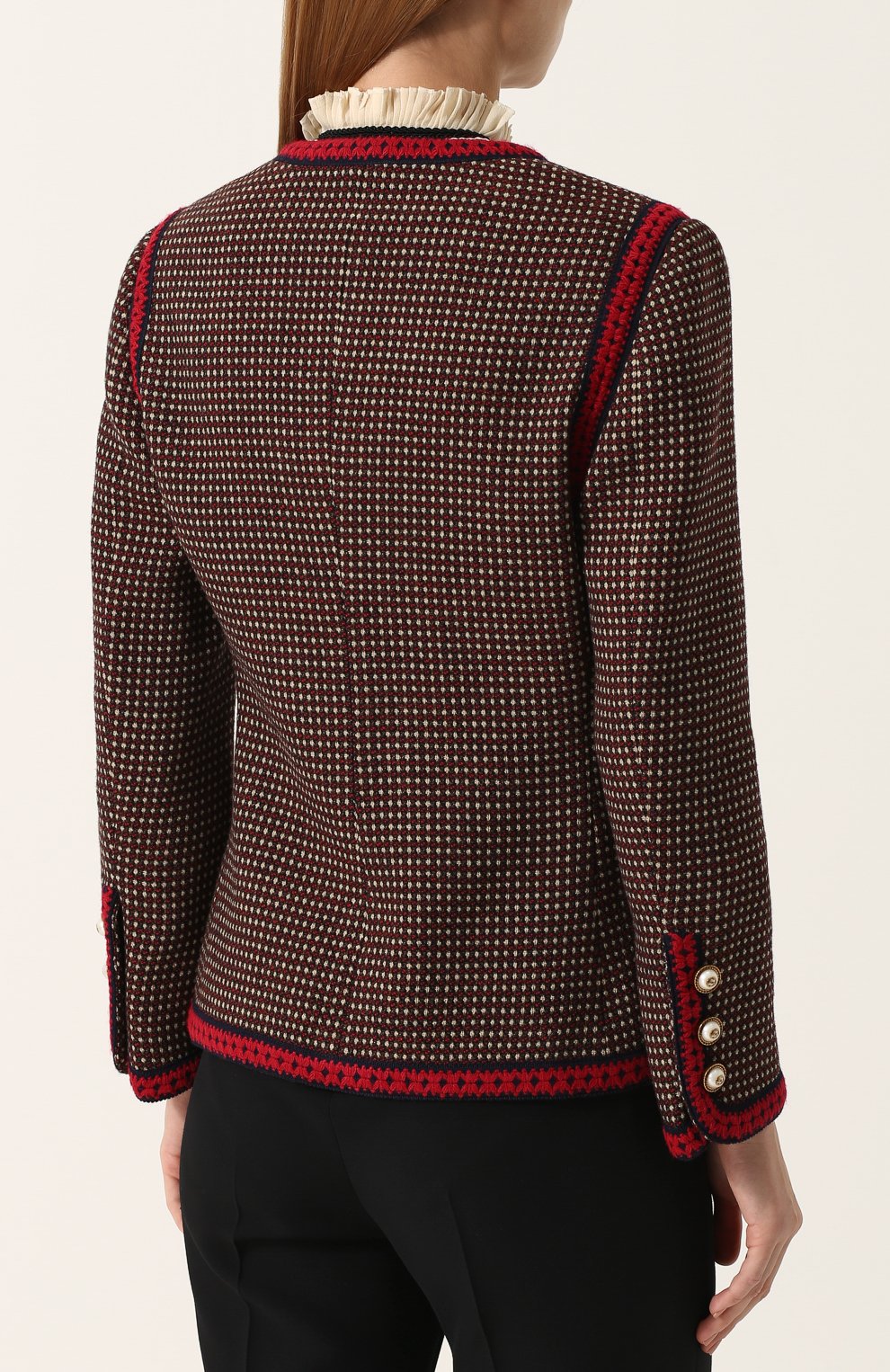 Приталенный шерстяной жакет с круглым вырезом GUCCI, арт. 482551/ZJW56, фото 4