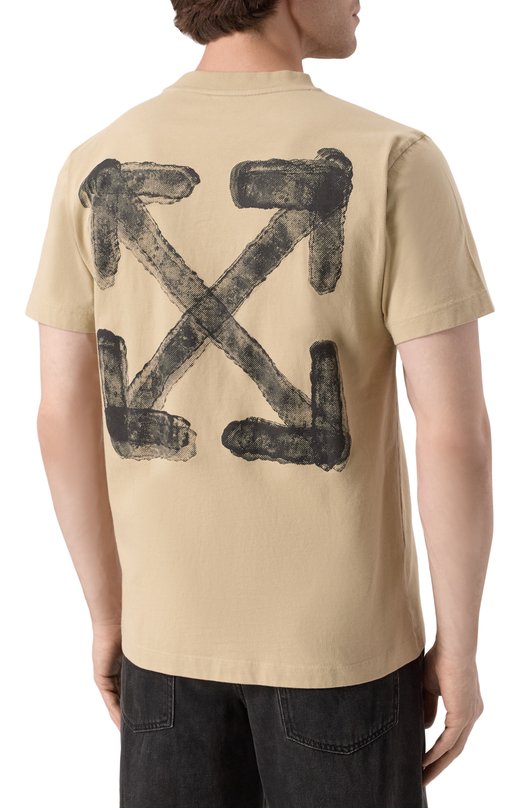 Хлопковая футболка Off-White 0MAA027S25JER00B Бежевый  0MAA027S25JER00B Фото 4