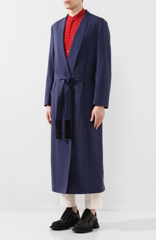 Шерстяное пальто Triple RRR Синий, фото 3