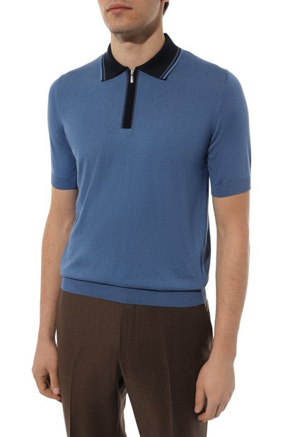 Поло из хлопка и шелка ZILLI синего цвета по цене 104500 руб., арт. KZP002M0142VUC000M, фото 3 Поло из хлопка и шелка ZILLI, арт. KZP002M0142VUC000M, фото 3