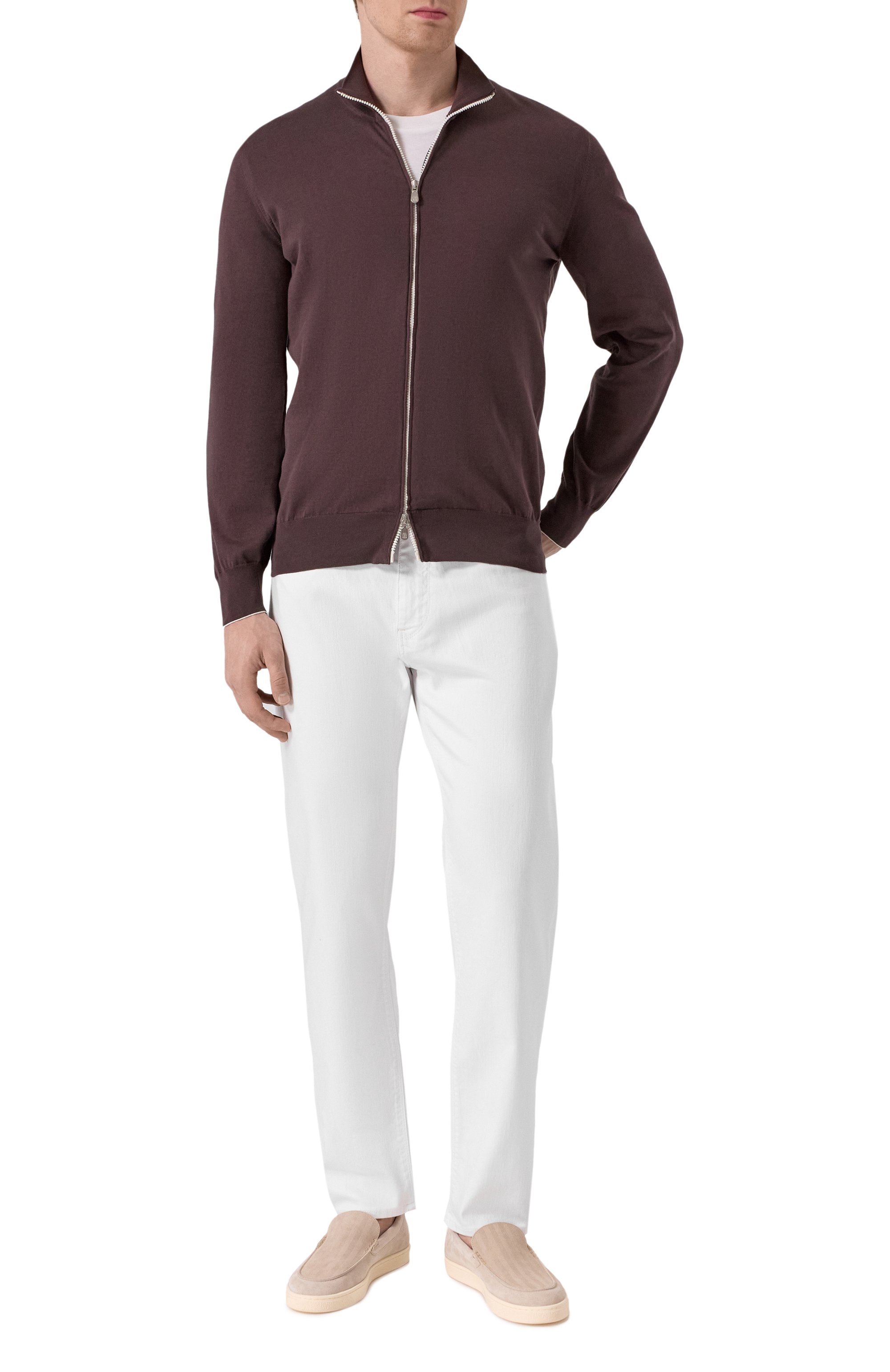 Хлопковый кардиган BRUNELLO CUCINELLI темно-коричневого цвета по цене 115000 руб., арт. M2900106, фото 2 Хлопковый кардиган BRUNELLO CUCINELLI, арт. M2900106, фото 2