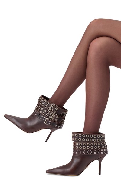 Кожаные ботильоны buckle belt MACH & MACH, арт. FW25-S0974-95-VCL-BRW, фото 2