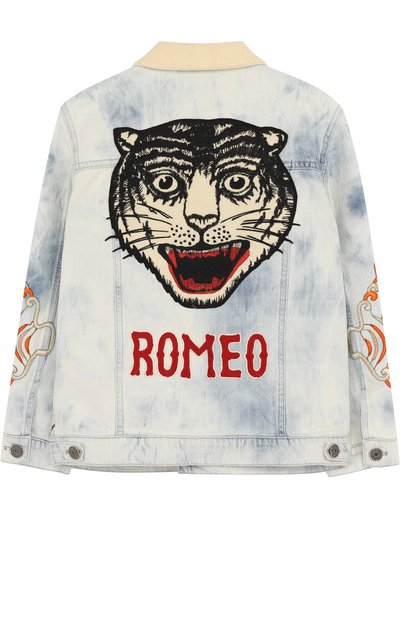 Джинсовая куртка с декоративными потертостями и аппликациями GUCCI, арт. 499956/XR914, фото 2