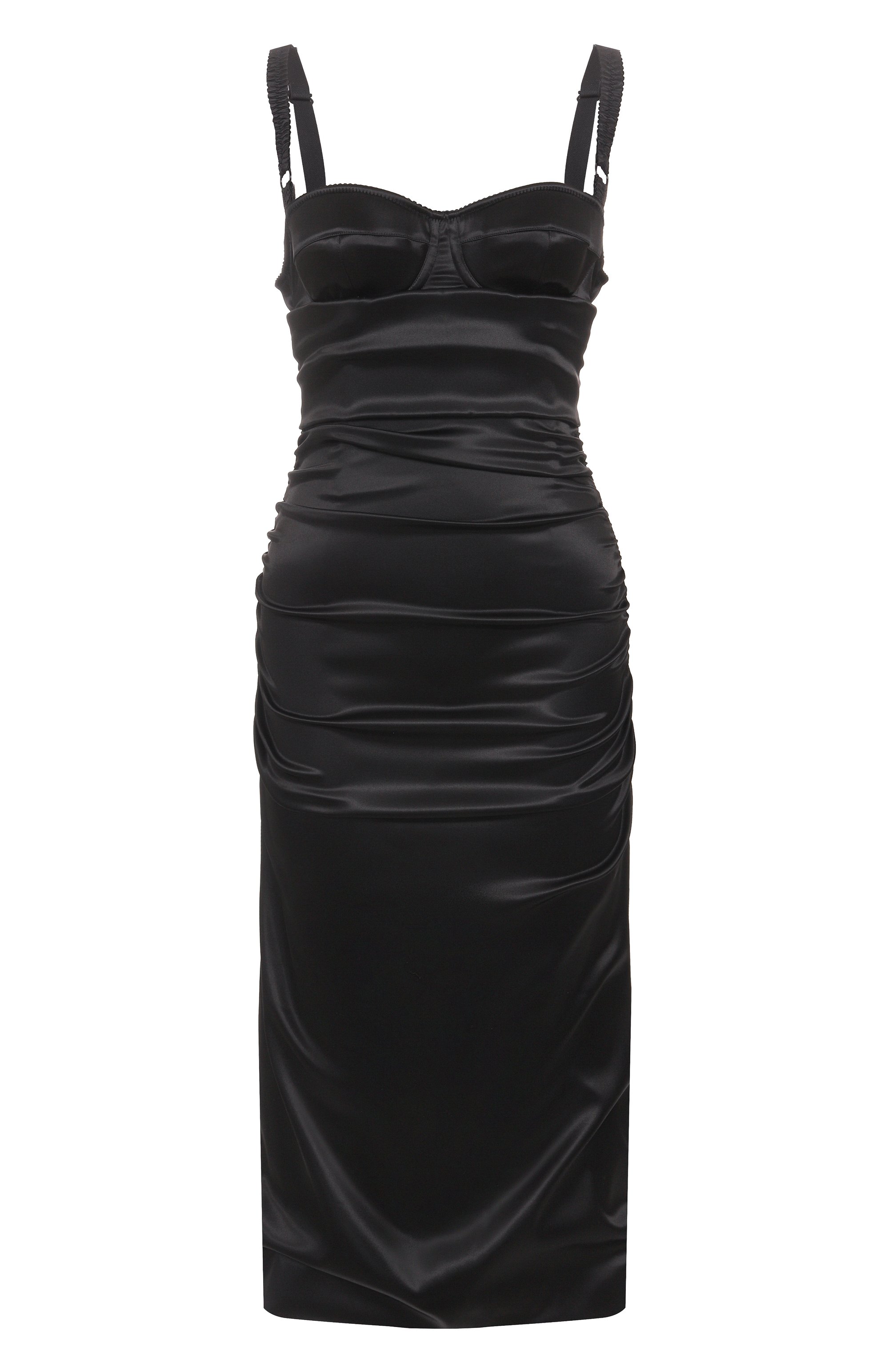 Атласное платье DOLCE & GABBANA черного цвета по цене 374000 руб., арт. F6TUZT/FURAD, фото 1 Атласное платье DOLCE & GABBANA, арт. F6TUZT/FURAD, фото 1