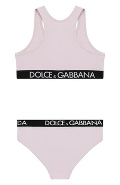 Детский комплекта из бра-топа и трусов DOLCE & GABBANA розового цвета, арт. L5J713/FUGNE | Фото 2 (Материал сплава: Проставлено; Нос: Не проставлено; Материал внешний: Хлопок)