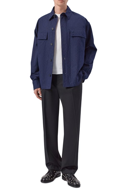 Хлопковая куртка-рубашка Balmain GH1TH881/CG41 Синий  GH1TH881/CG41 Фото 2