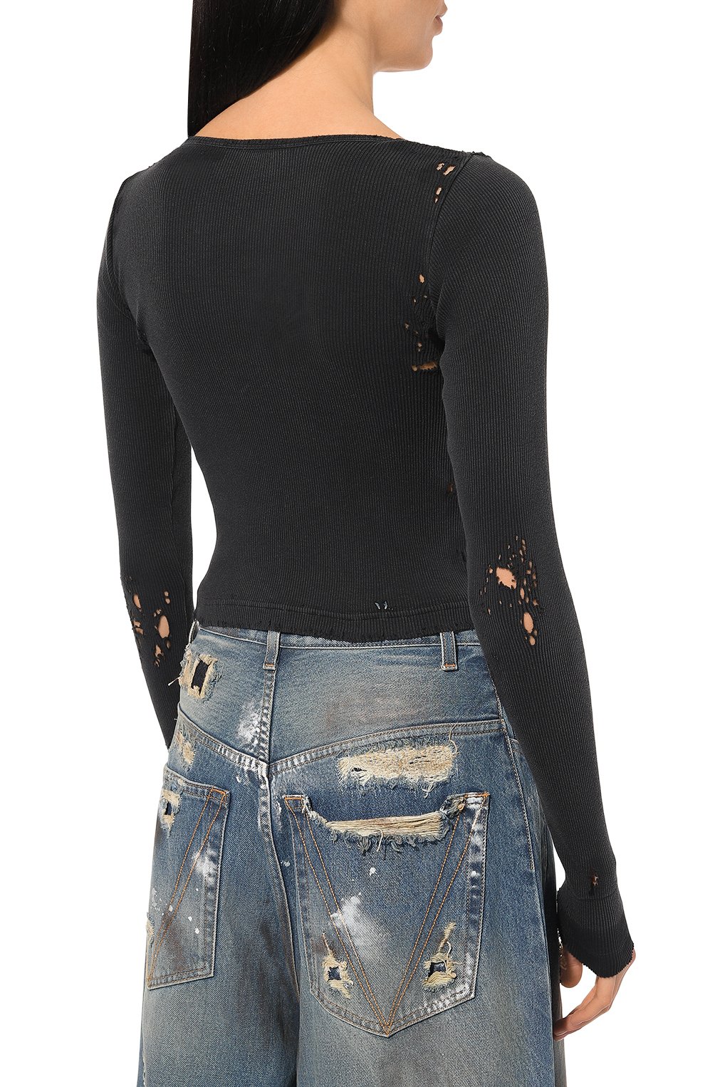 Хлопковый лонгслив BALENCIAGA черного цвета по цене 113500 руб., арт. 791778/TQVE1, фото 4 Хлопковый лонгслив BALENCIAGA, арт. 791778/TQVE1, фото 4